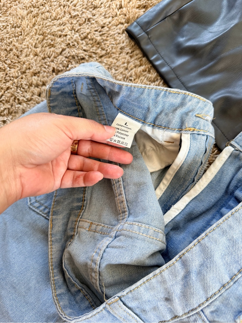 Black Leather Mini Skirt & Light Blue Denim Mini Skirt Bundle - Picture 3 of 5